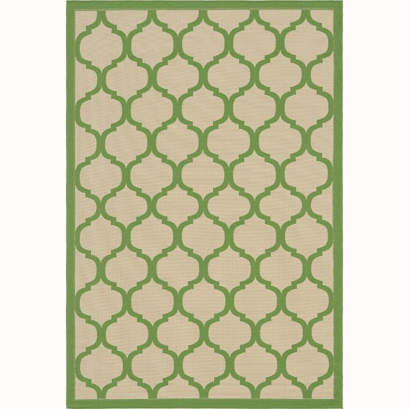Unique Loom 6' 1 x 9' 0 Beige and Green Outdoor Trellis Moroccan Area Rug