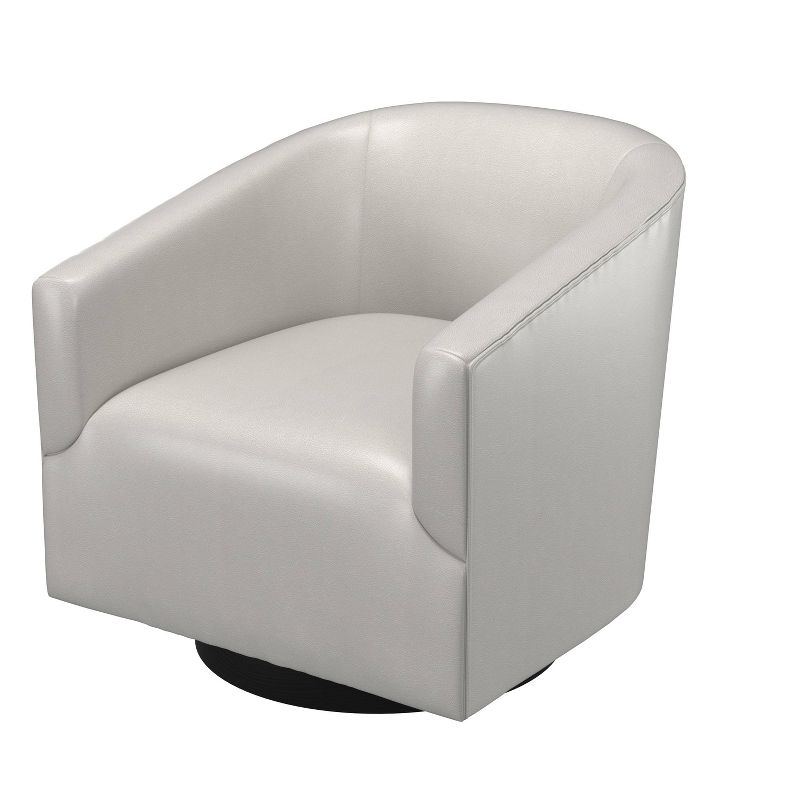 Comfort Pointe Gaven Wood Base Swivel Accent Chair Dove Gray: Faux Leather Upholstery, Foam-Filled, No Assembly Required