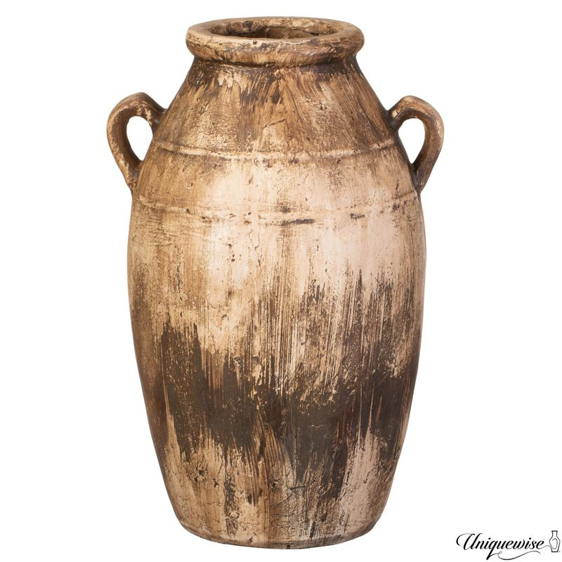 Uniquewise 23-Inch Brown Antique-Inspired Fiberglass Tall Floor Vase - Farmhouse Boho Decor for Living Rooms, Entryway Tables, and Wedding Tables