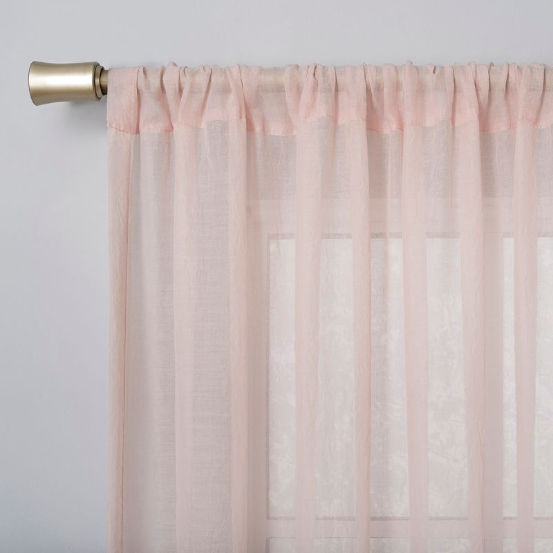 50"x95" No. 918 Sheer Avril Crushed Texture Rod Pocket Curtain Panel Blush: Sheer Curtain Panels, Transitional Style