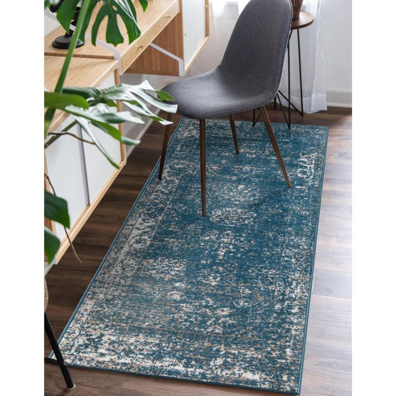 Unique Loom 3' 3 x 16' 5 Runner Sofia Blue Runner Rug