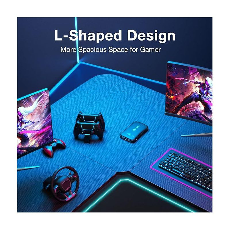 Mr Ironstone  L Shaped Gaming Desk (Black,51 Inch)