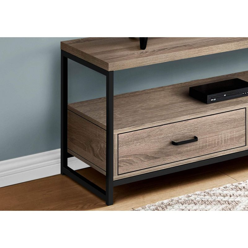 Monarch Specialties Tv Stand 48 Inch Console Media Entertainment Center Storage Drawers Laminate Metal Brown Black Contemporary Modern