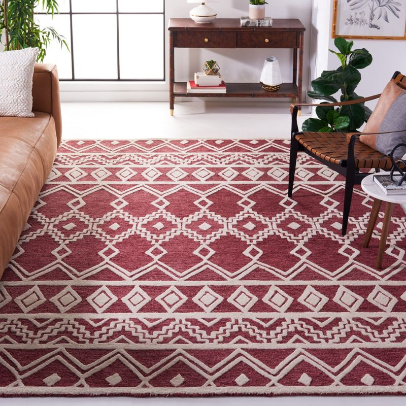 Abstract ABT851 Handmade Indoor Area Rug - Red/Ivory - 8'x10' - Safavieh