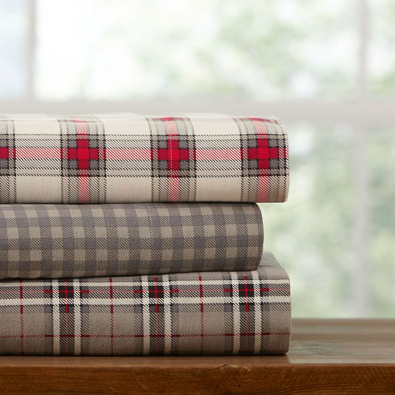 Pointehaven 180 GSM Luxury Cotton Printed Flannel Sheet Set, Queen, Derby