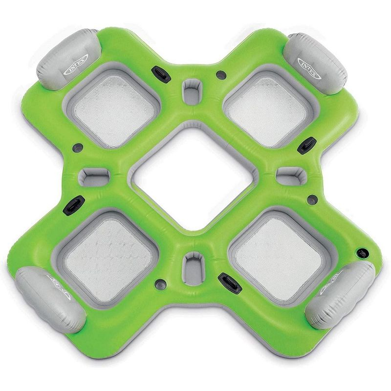 Intex Lounge Island Inflatable 4 Seat PVC Pool Raft Green 110 x 110 x 19 inches