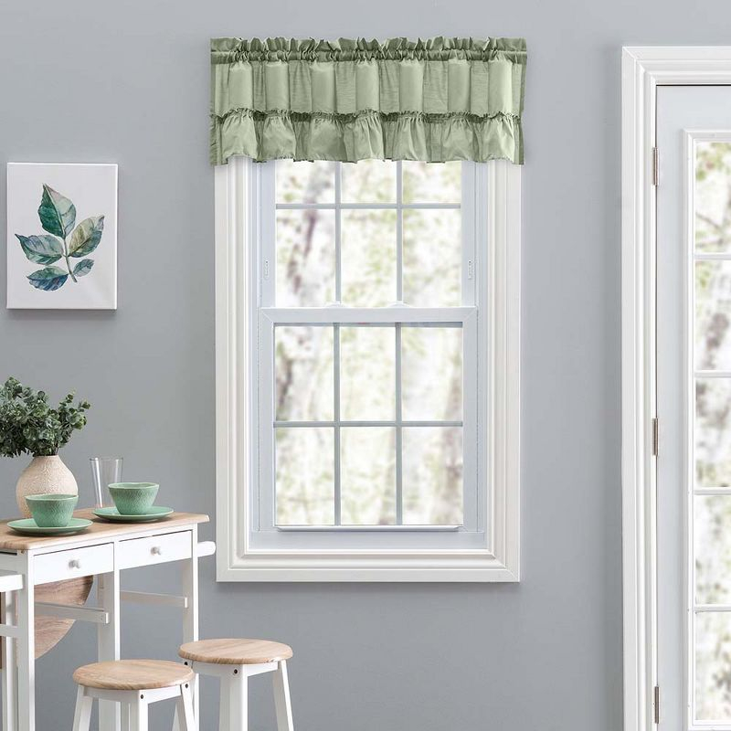 Ellis Stacey 1.5" Rod Pocket High Quality Fabric Solid Color Window Ruffled Filler Valance 54"x13" Sage