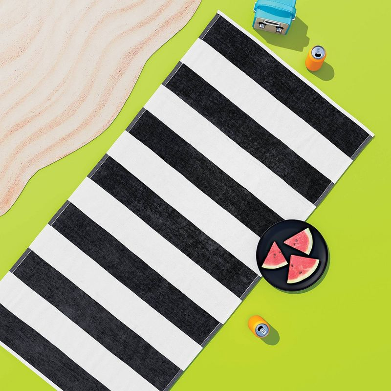 Striped Beach Towel Black/White - Sun Squad™