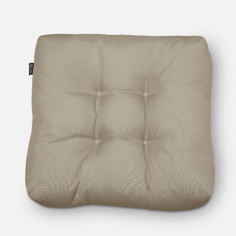 19"x19" 2pc Outdoor Seat Cushion Set Khaki - Classic Accessories: Water-Resistant, Tufted, Hand Washable