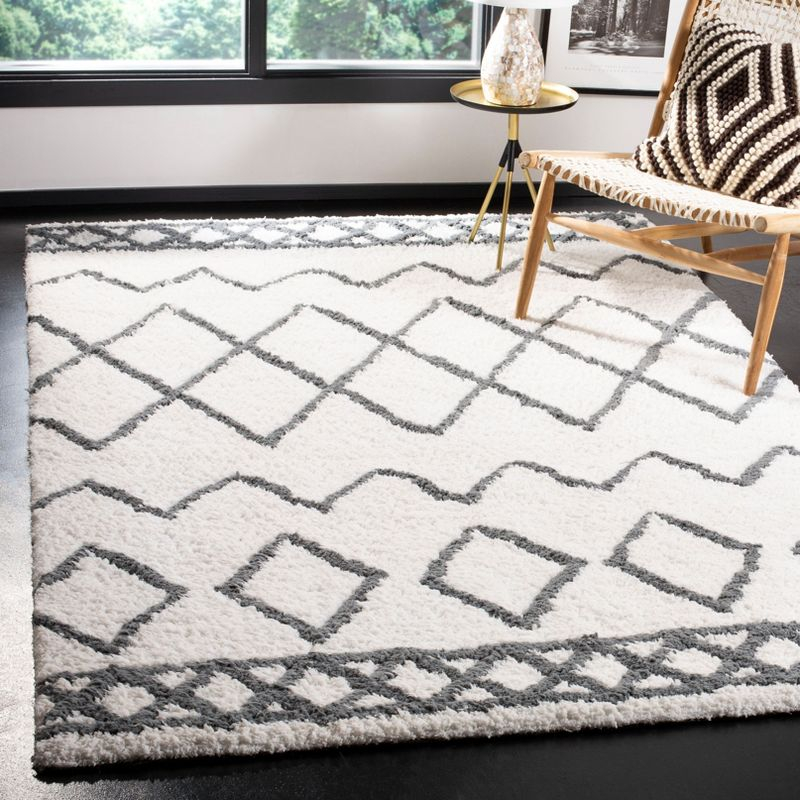Equinox Shag EQS711 Hand Tufted Indoor Area Rug - Cream/Grey - 8'x10' - Safavieh
