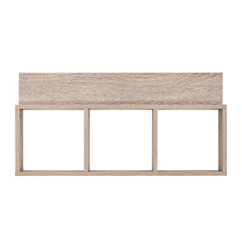 Danya B. 31.5" x 15.7" Modern 3 Cube Floating Wall Shelf with Display Ledge Weathered Oak: Laminated MDF, Iron Hardware