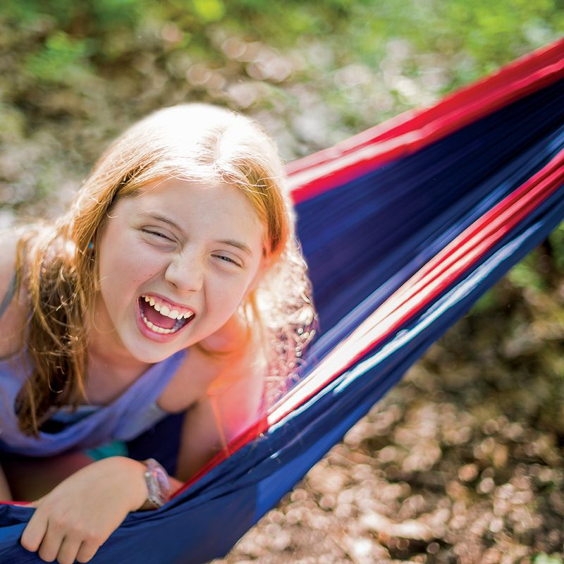 Vivere Double Parachute Hammock in Navy and Red