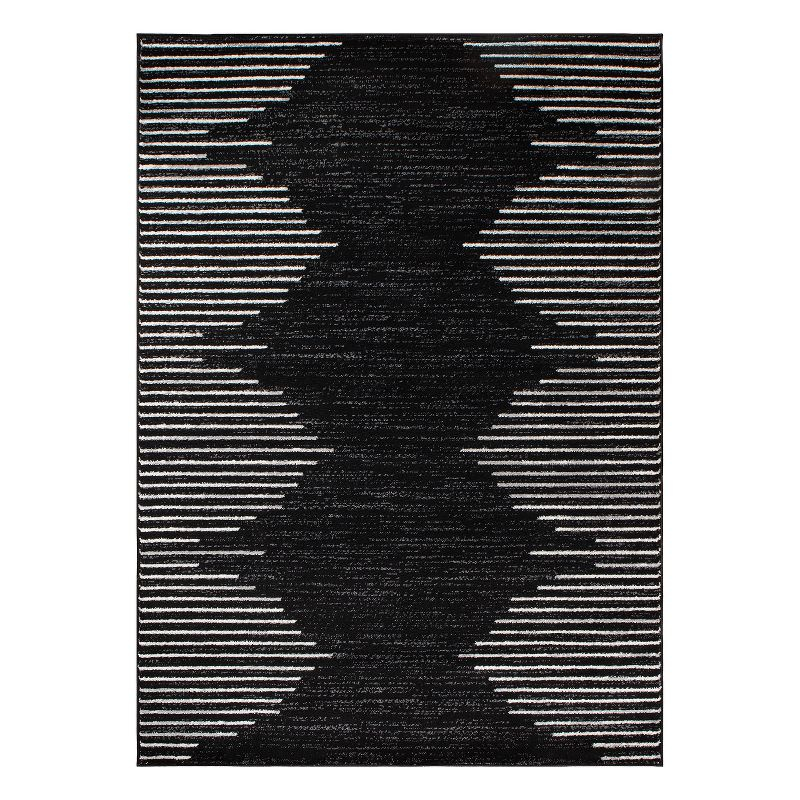 World Rug Gallery Bohemian Stripe Area Rug - Black 5' x 7'