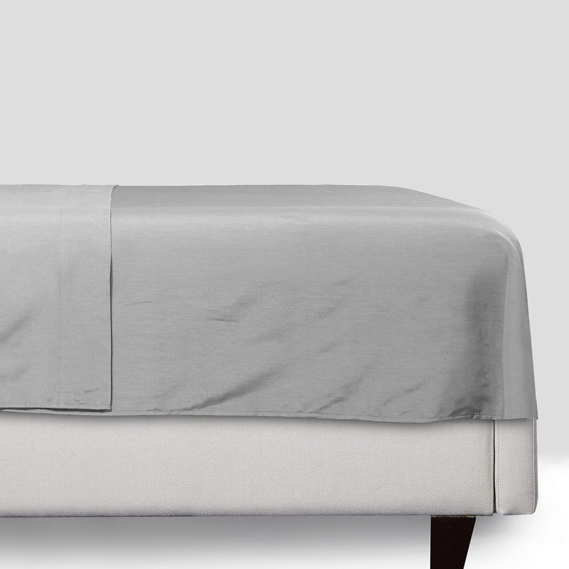 Flat Sheet Only, 400 Thread Count 100% Cotton Sateen, Soft & Durable by California Design Den - Light Gray, King