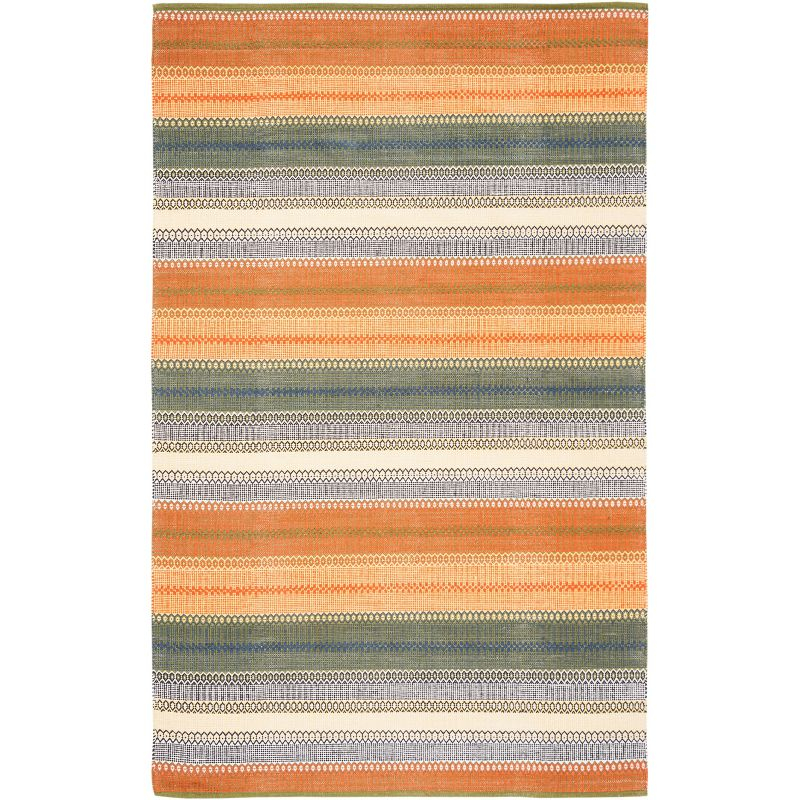 Striped Kilim STK412 Hand Woven Area Rug - Gold/Grey - 5'x8' - Safavieh.