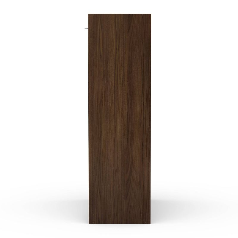 Denmark 2 Sliding Doors Clothing Armoire Dark Brown -Polifurniture: Modern Storage Wardrobe with Fixed Shelves, Aluminum Hardware