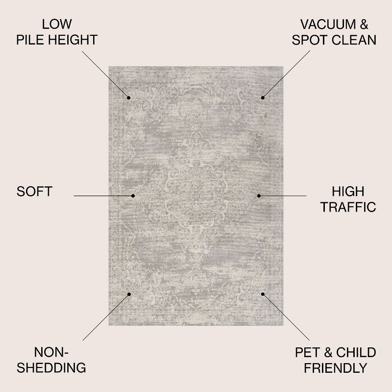 8'x10' Alhambra Ornate Medallion Modern Area Rug, Ivory - JONATHAN Y