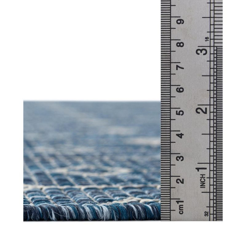 Unique Loom 5' 0 x 5' 0 Square Indoor/Outdoor Trellis Blue Area Rug