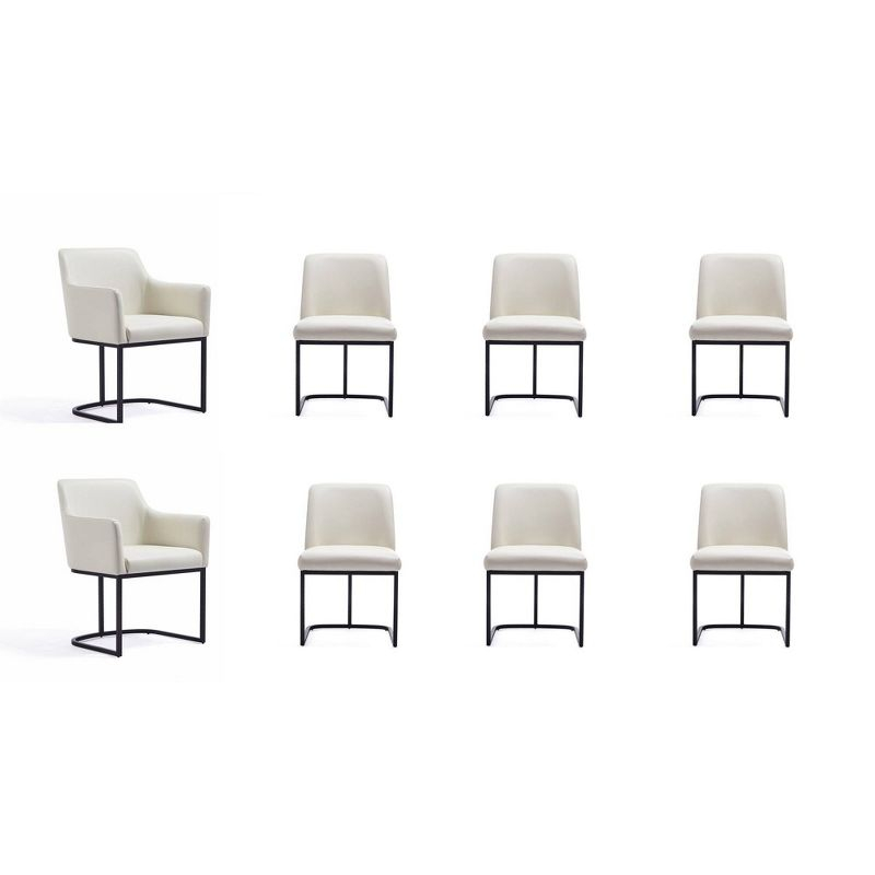 Set of 8 Serena Modern Leatherette Upholstered Dining Chair Set Cream - Manhattan Comfort: Plush, Steel Frame, No Assembly Required