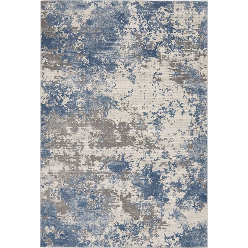 Nourison Rustic Textures Modern Brushstrokes Indoor Area Rug Grey/Blue 5'3" x 7'3"