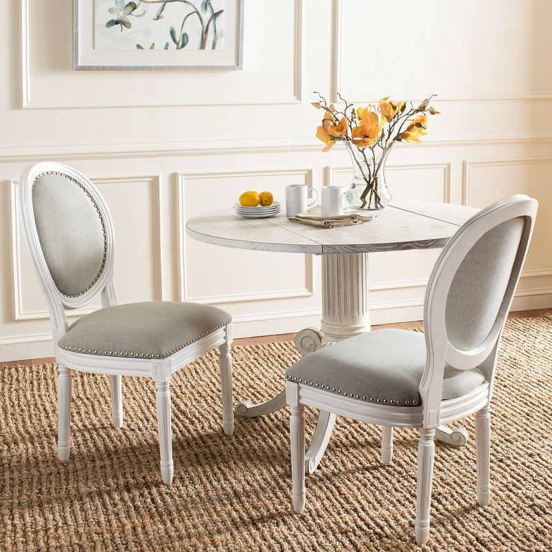Holloway 19''H French Brasserie Oval Side Chair (Set of 2) - Light Grey/Cream - Safavieh