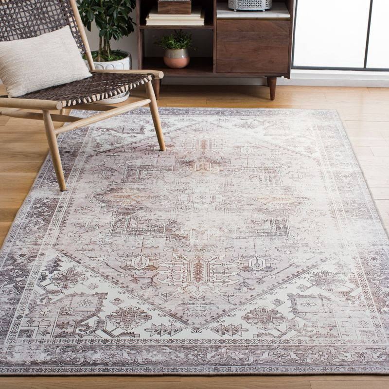 Tucson TSN102 Power Loomed Machine Washable Area Rug - Beige/Grey - 3'x5' - Safavieh.