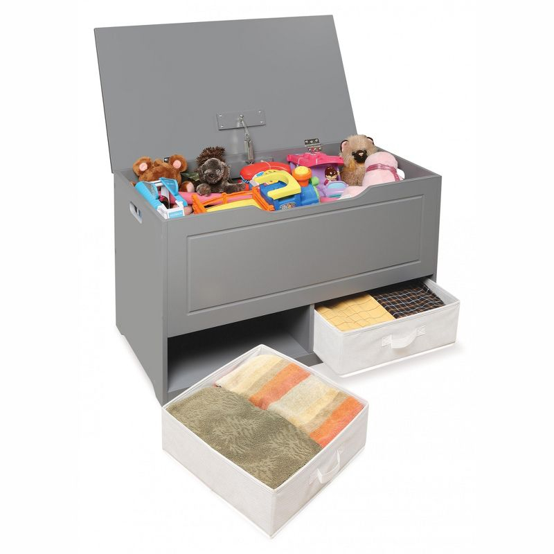 Badger Basket Up and Down Toy and Storage Box with Two Baskets - Gray