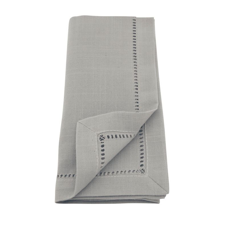 Saro Lifestyle Dinner Napkin With Hemstitch Border Design (Set of 12), Grey, 18" x 18"
