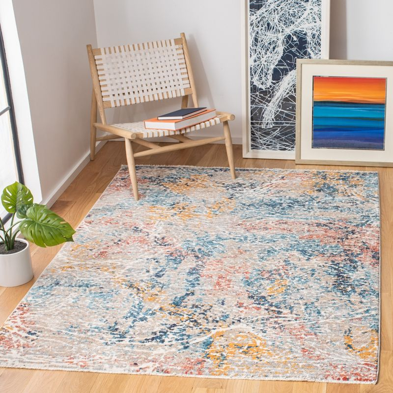 Madison MAD494 Power Loomed Area Rug - Grey/Orange - 5'3"x7'6" - Safavieh.