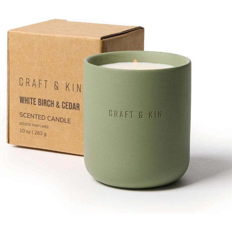 Craft & Kin Christmas Scented Candles White Birch & Cedar 10oz 40 Burning Hours