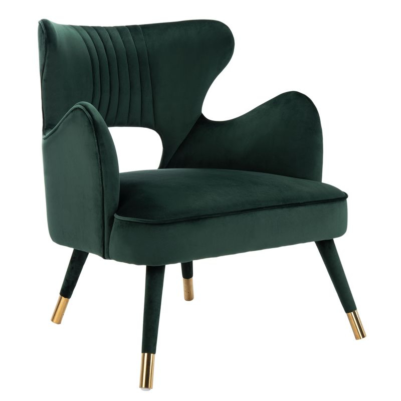 Blair Wingback Accent Chair - ACH4504 - Forest Green/Gold - Safavieh