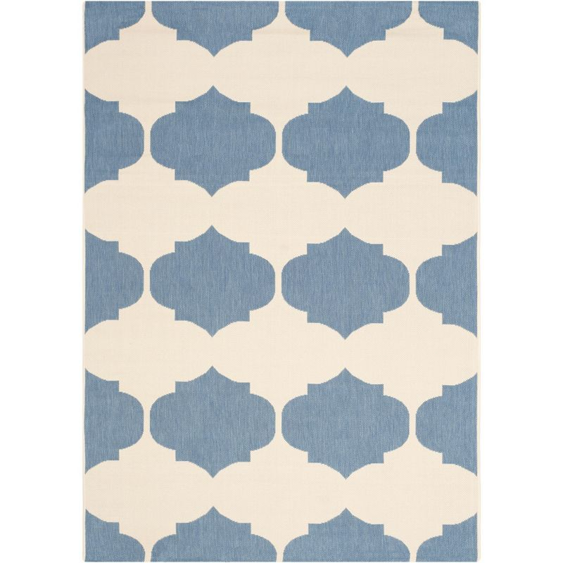 Courtyard CY6162 Power Loomed Indoor and Outdoor Area Rug - Beige/Blue - 5'3"x7'7" - Safavieh