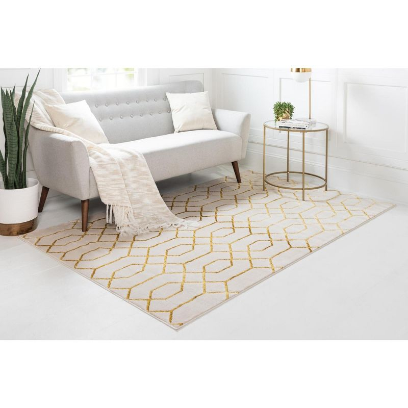 Marilyn Monroe Glam Collection Area Rug - Trellis (9'  x 12' Rectangle White Gold/Gold)