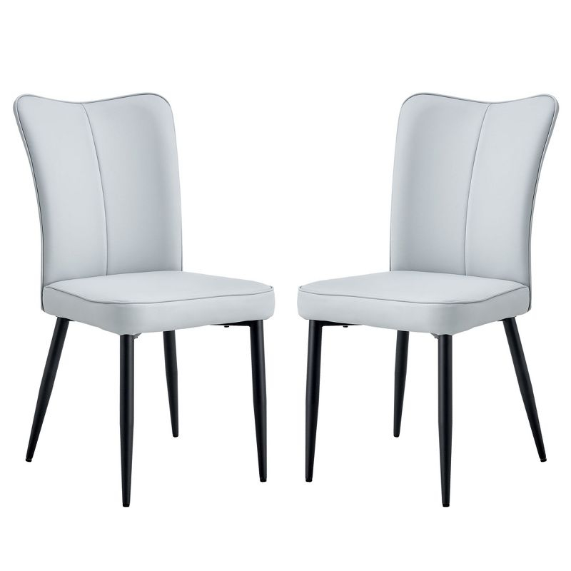 NicBex Dining Chairs Set of 2,Modern Dining Room Chairs with PU Leather Curved Backrest and Metal Legs,Gray