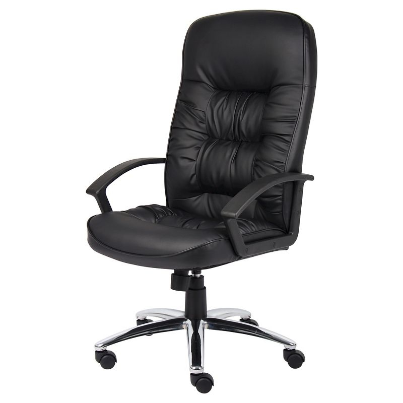 High Back LeatherPlus Chair Black - Boss Office Products: Ergonomic, Adjustable, Swivel, Casters/Wheels