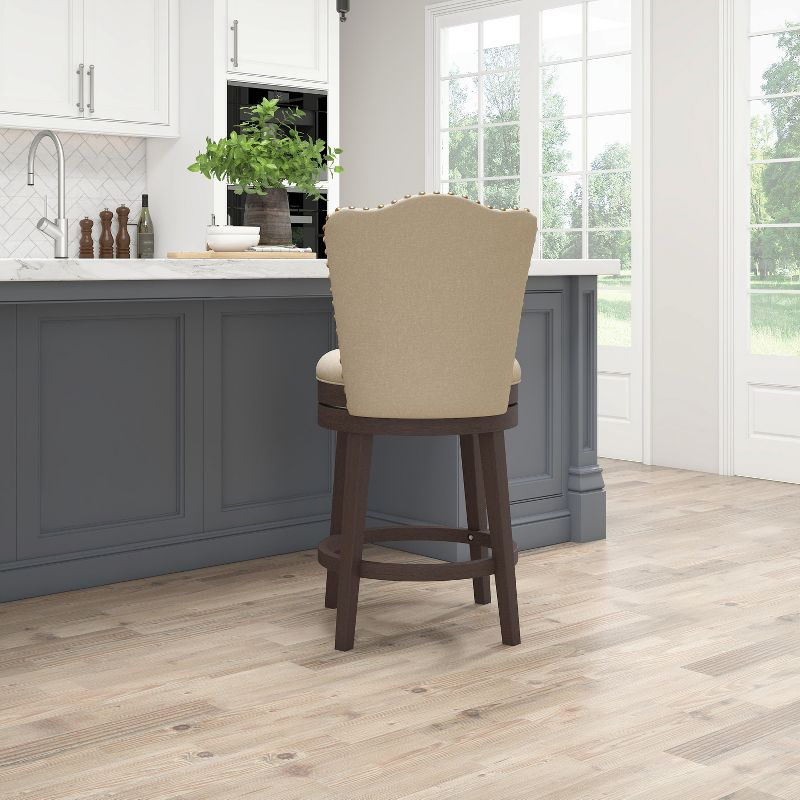 Hillsdale Furniture Edenwood Swivel Counter Height Barstool Cream: Matte Finish, Upholstered, Wood Legs