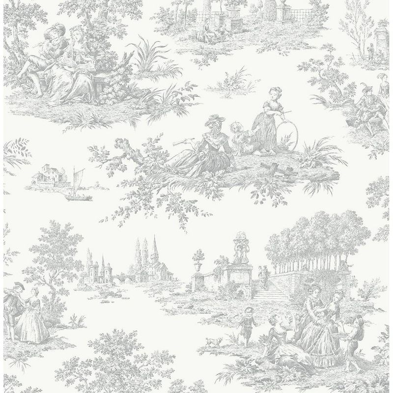 NextWall Argos Gray Chateau Toile Peel and Stick Wallpaper