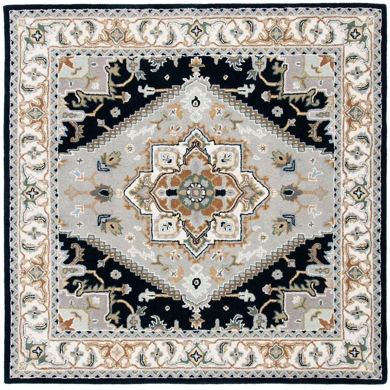 Heritage HG625 Handmade Area Rug - 8'x8' - Grey/Navy - Safavieh