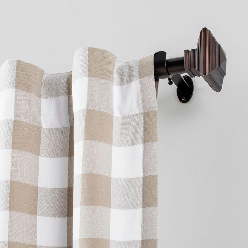 Florence 1" Window Drapery Single Curtain Rod with Square Finial - 48"-86" - Antique Bronze - Elrene Home Fashions