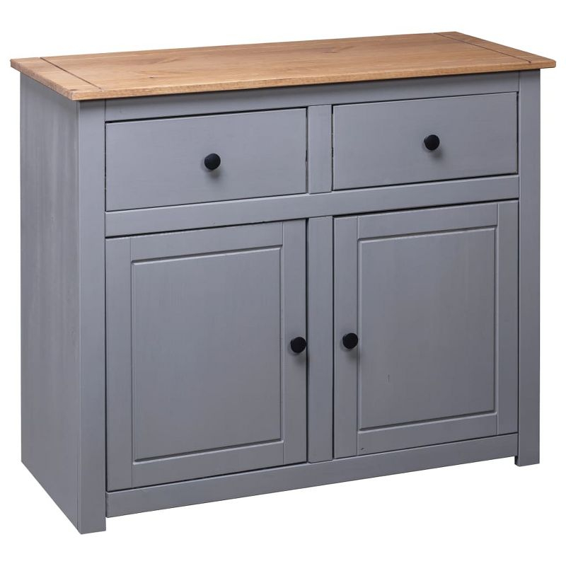 vidaXL Sideboard Gray 36.6 inches x15.7 inches x31.5 inches  Solid Pinewood Panama Range