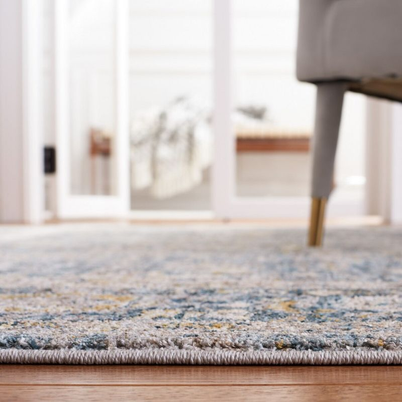 Valencia VAL568 Power Loomed Area Rug - Dark Blue/Yellow - 6'4"x6'4" - Safavieh.