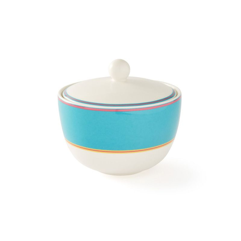 Kit Kemp by Spode Calypso 12oz Sugar Bowl with Lid, Vibrant Turquoise, Porcelain, Dishwasher and Microwave Safe, For Tea and Coffee, Fabulous Gift