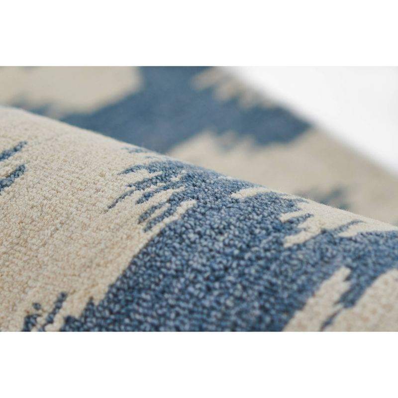 Momeni 3'6"x5'6" Leiden Ikat Huxley Handtufted Area Rug Slate Blue: Wool, Medium Pile, Classic Pattern, Indoor Use