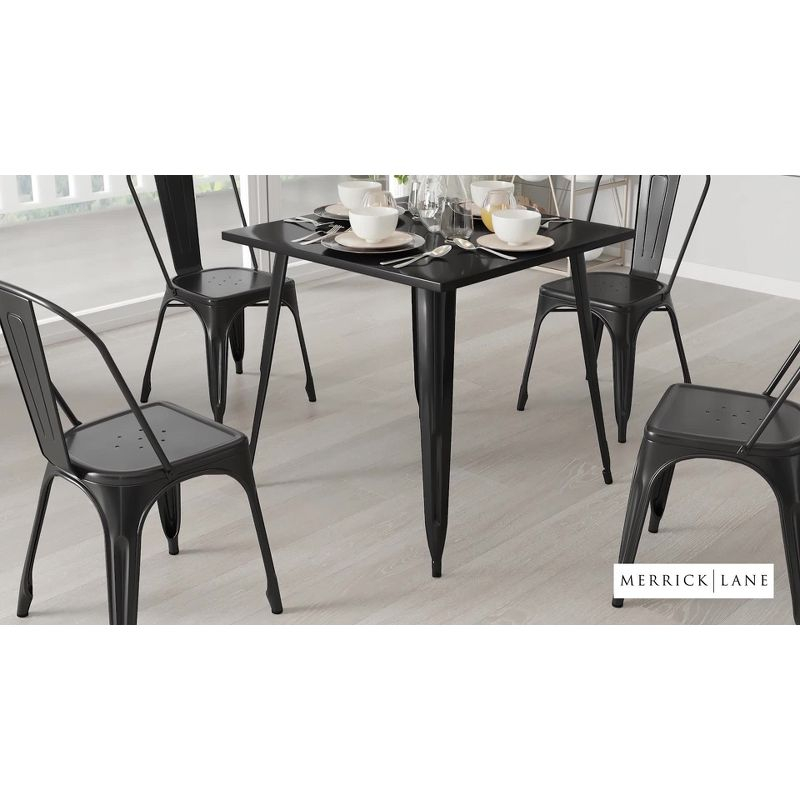 Merrick Lane 31.75" Square Metal Dining Table for Indoor and Outdoor Use in Black
