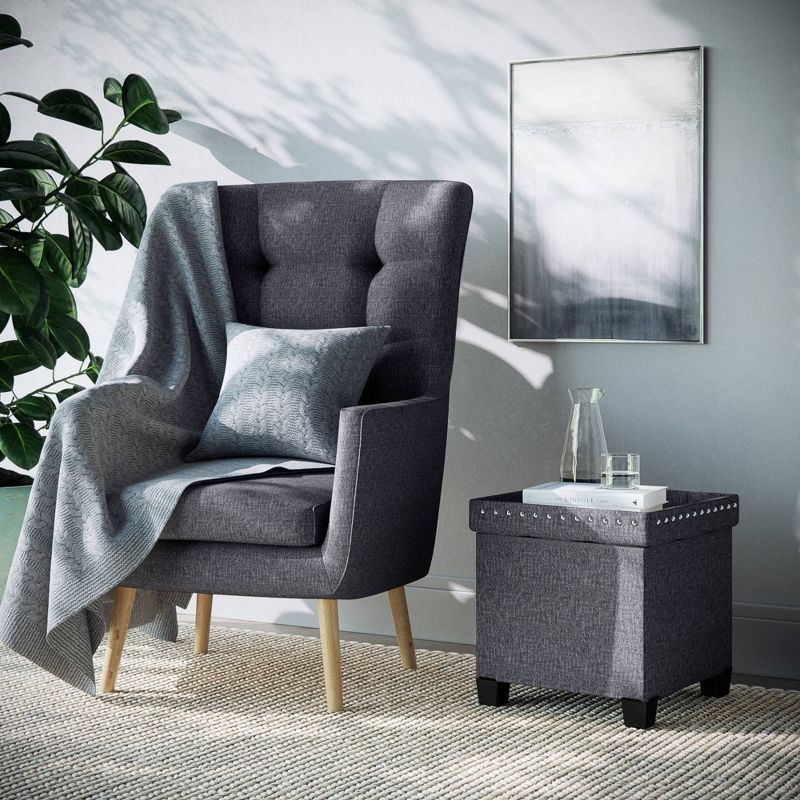 15" Payton Storage Cube Tufted Upholstered Ottoman - Nathan James