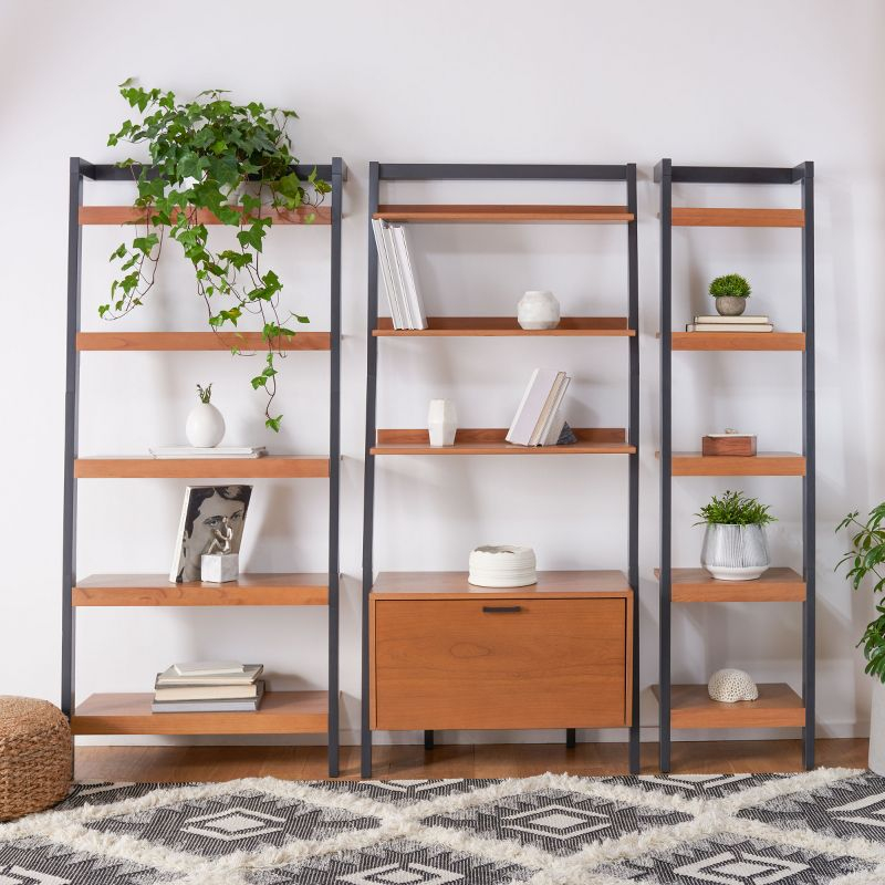 Yassi 5 Tier Leaning Etagere - ETG9403 - Natural/Charcoal - Safavieh