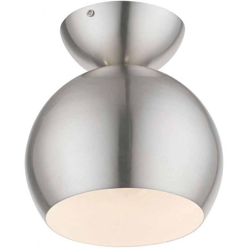 Livex Lighting Stockton 1 - Light Semi-Flush Mount in  Brushed Nickel/Polished Chrome