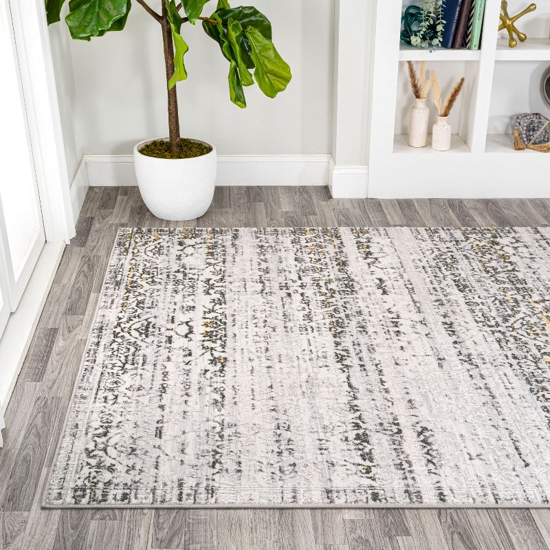 JONATHAN Y Tidal Modern Strie' Ivory/Black 3 ft. x 5 ft. Area Rug