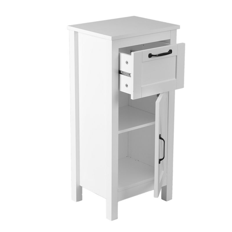 LuxenHome White MDF Wood 1-Door Bathroom Storage Cabinet