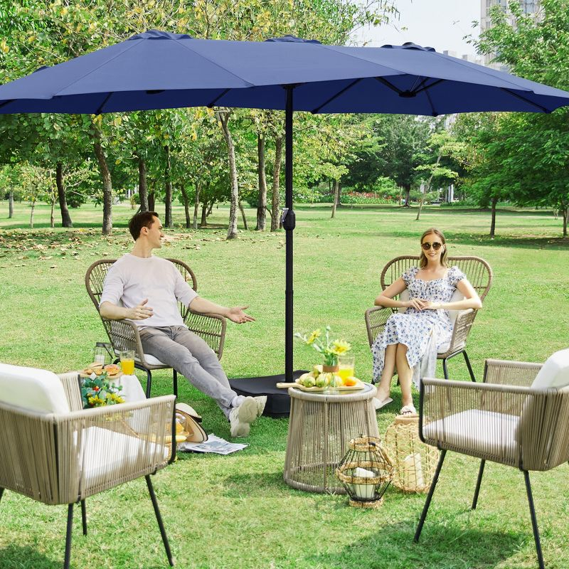 Yaheetech 13 ft Outdoor Patio Umbrella with Crank, Navy Blue
